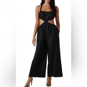 ASTR Black Cutout Wide Leg Jumpsuit Size M‎ NEW